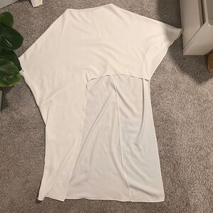 Zara White Asymmetrical Long Cape Blouse Dress